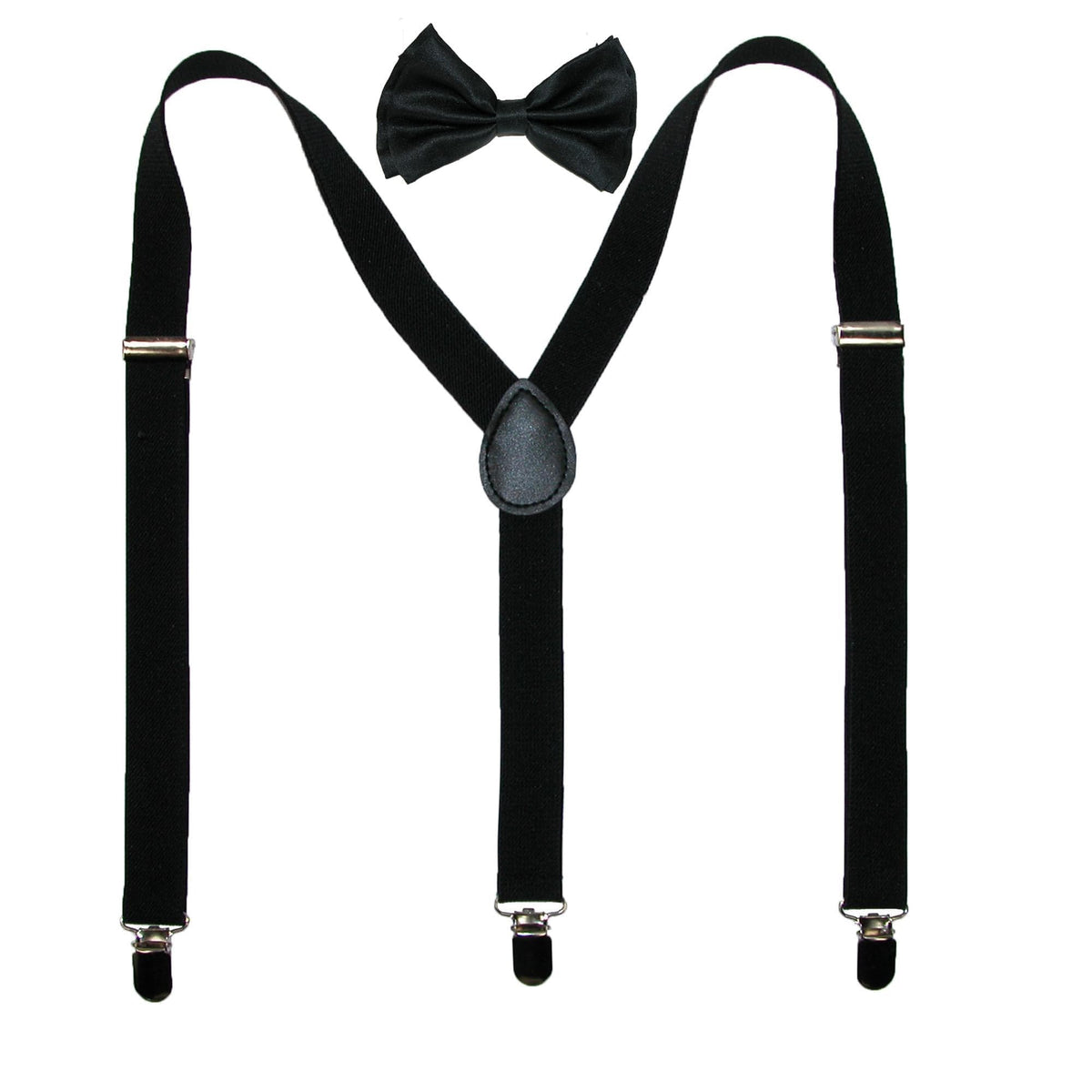 Men’s Solid Bow Tie with Suspender Set by CTM | Novelty Suspenders at