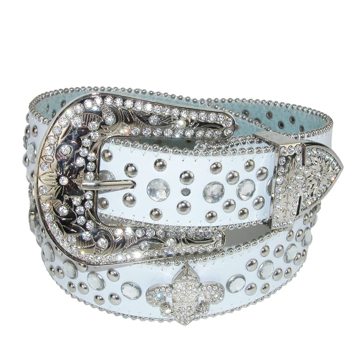Women's Fleur de Lis Studded Rhinestone Belt by CTM | Casual And