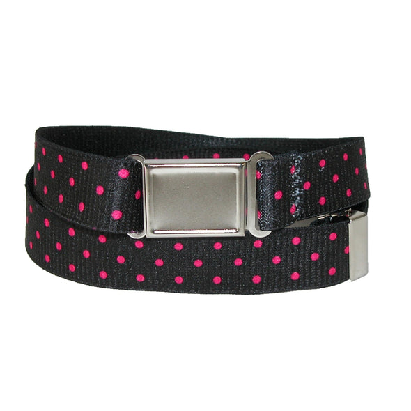 Women's Plus Size No Show Buckle Stretch Belt with Polka Dots