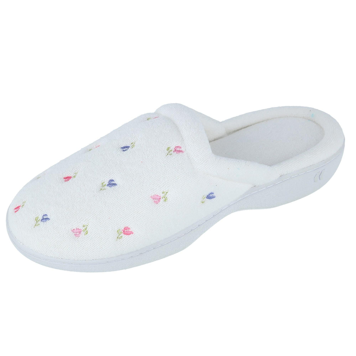 isotoner terry embroidered scalloped clog