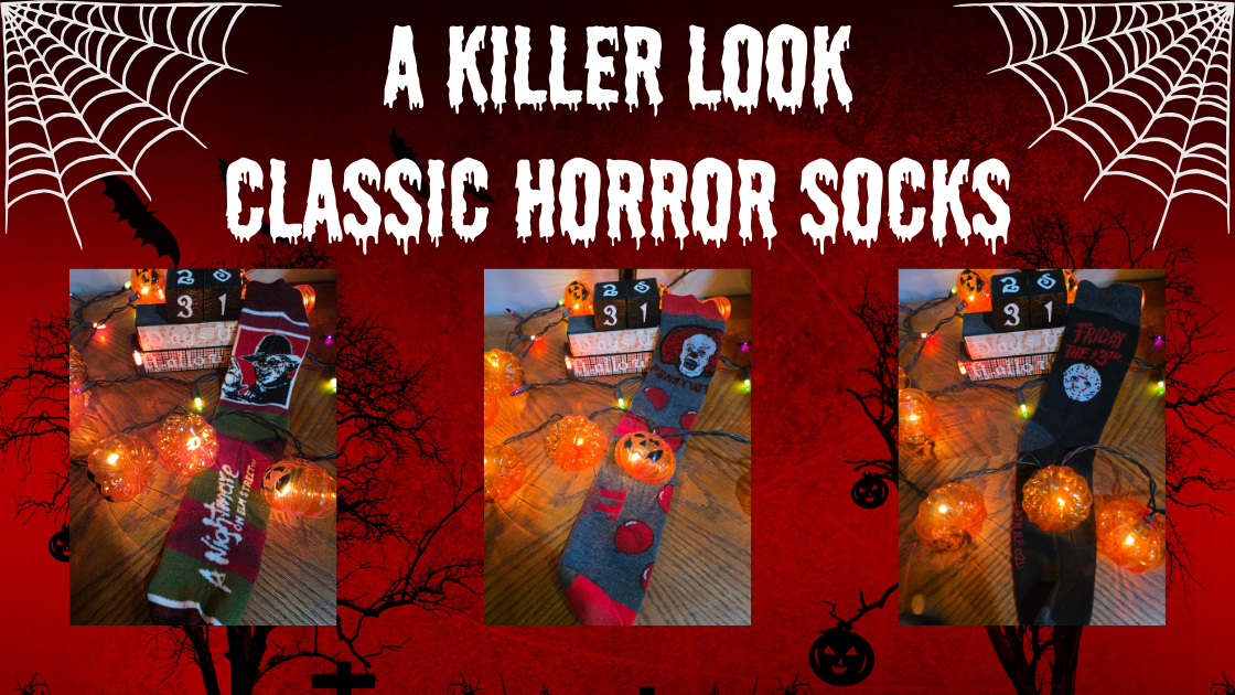 A Killer Look Classic Horror Socks featuring Jason, Pennywise, and Freddy