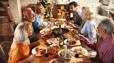 Family having Thanksgiving dinner