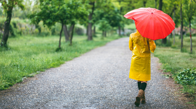 Woman with umbrella and rain coat 