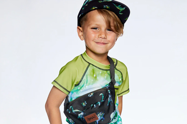 boy wearing waist pack