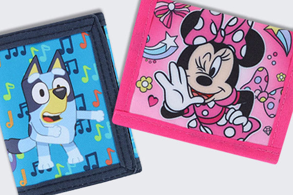 Minnie Mouse and Bluey wallets
