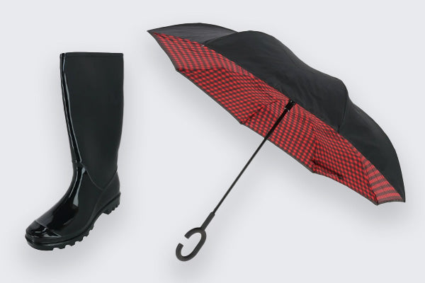 Umbrella and women's rain boot