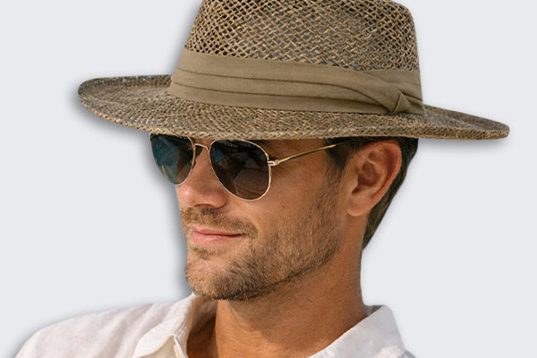 Man wearing sun hat