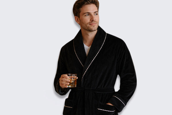 Man wearing smoking jacket 