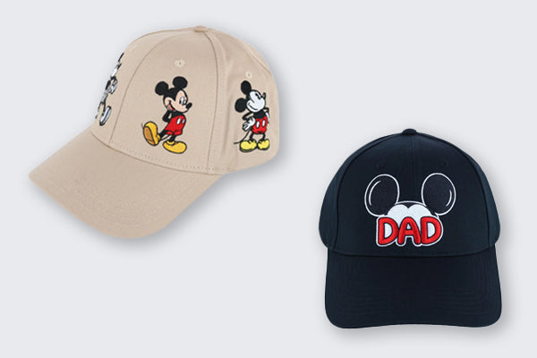 Two baseball caps with Mickey Mouse