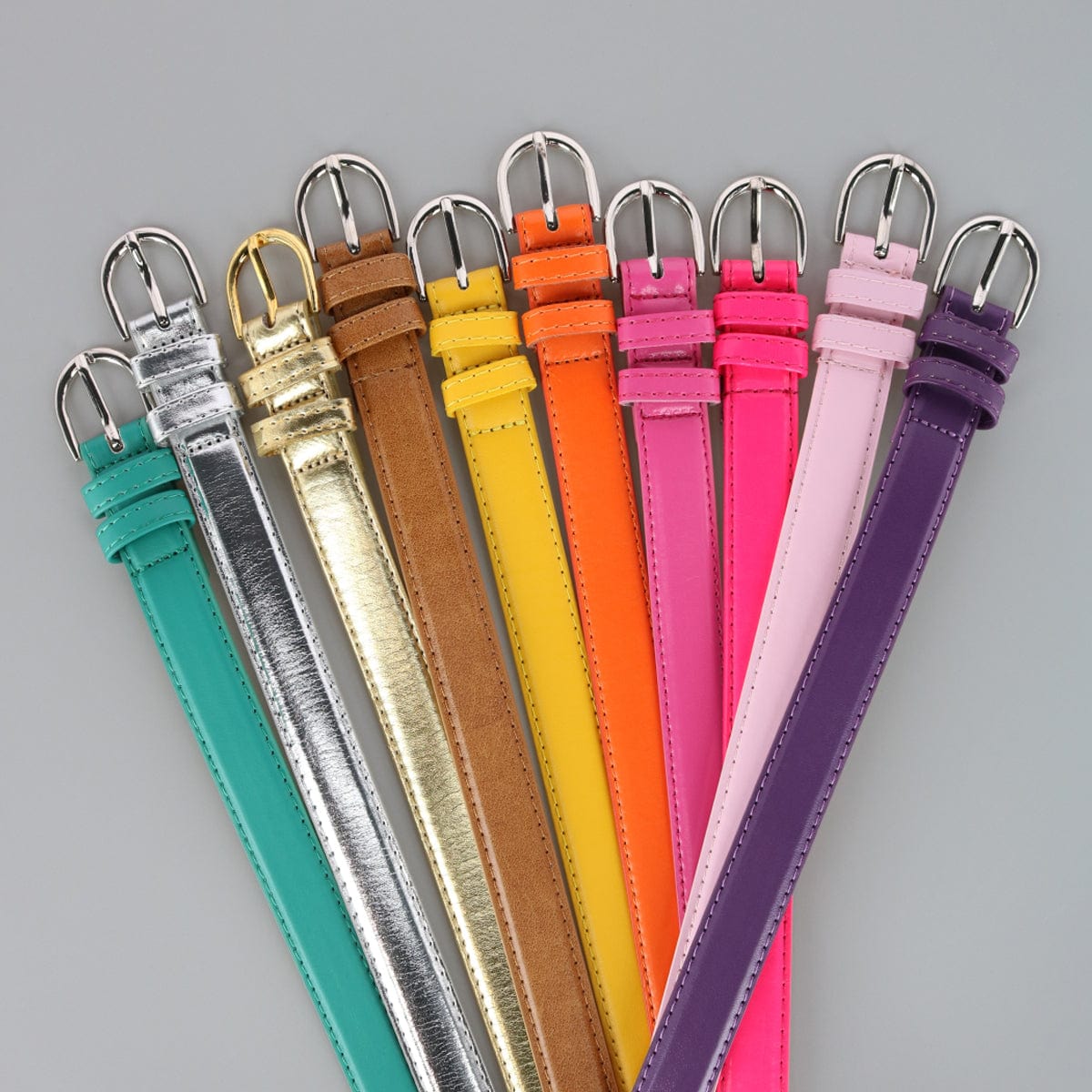 CTM® Kid's Leather 1 inch Basic Dress Belt - Pink