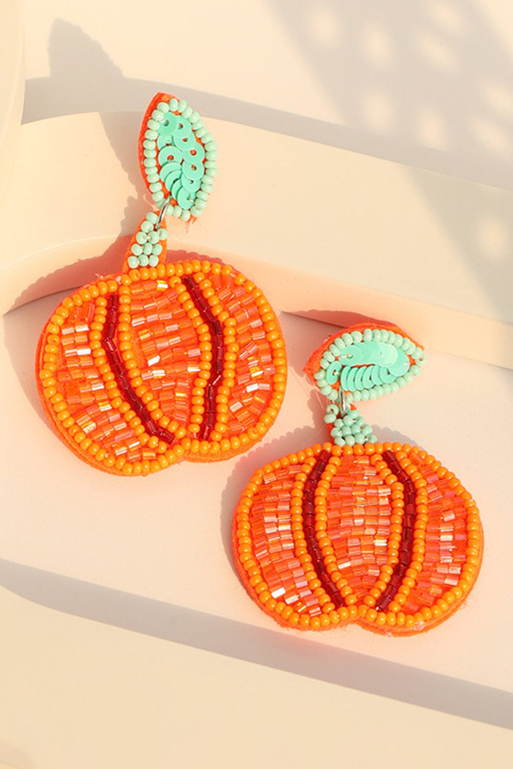 Threaded Pear Women's Halloween Pumpkin Earrings - orange