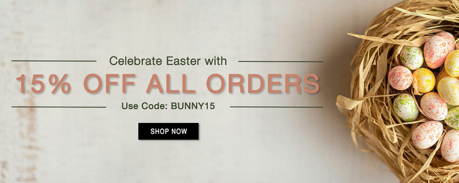 Celebrate Easter with 15% off all orders! Use code BUNNY15 to shop now! width=