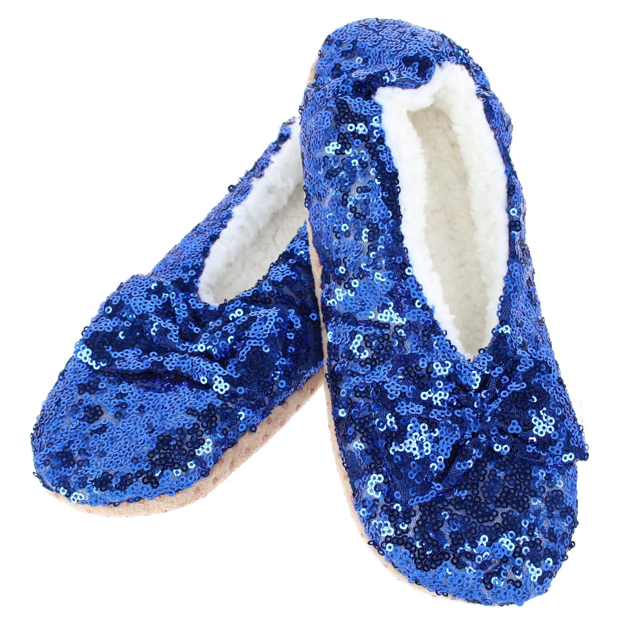 Alotta Knits Women's Sequins Ballerina Slippers with Sherpa Fleece Lining