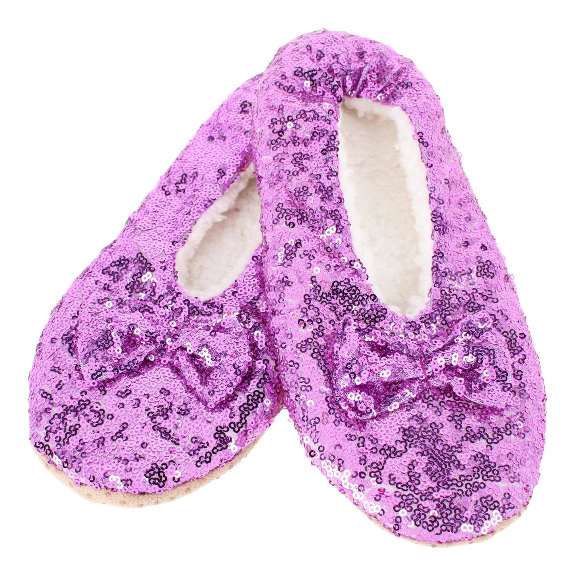 Alotta Knits Women's Sequins Ballerina Slippers with Sherpa Fleece Lining