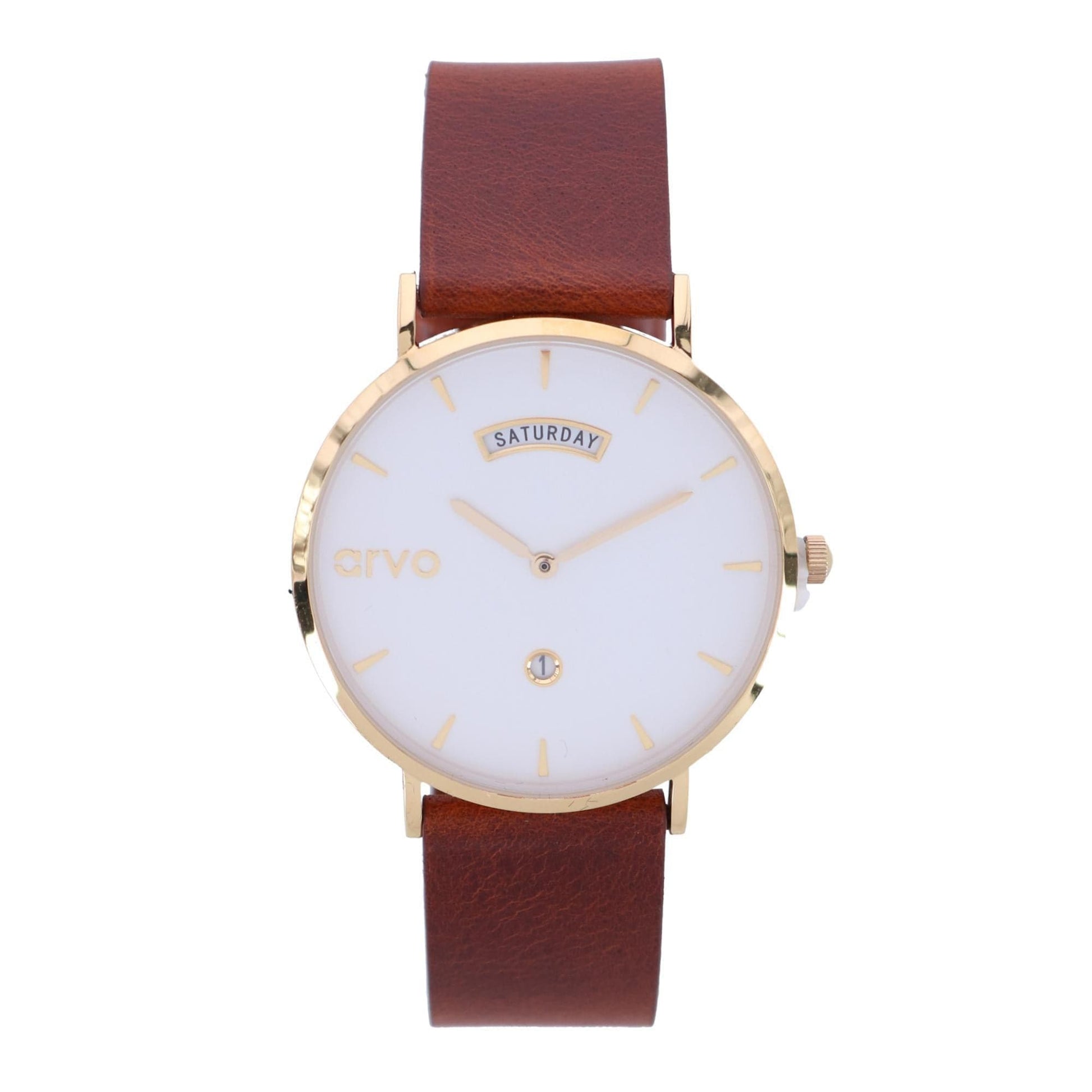 Arvo Awristacrat Gold Watch - Saddle Leather Band