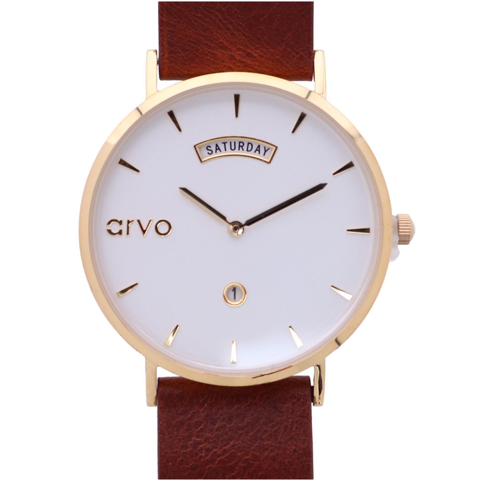 Arvo Awristacrat Gold Watch - Saddle Leather Band