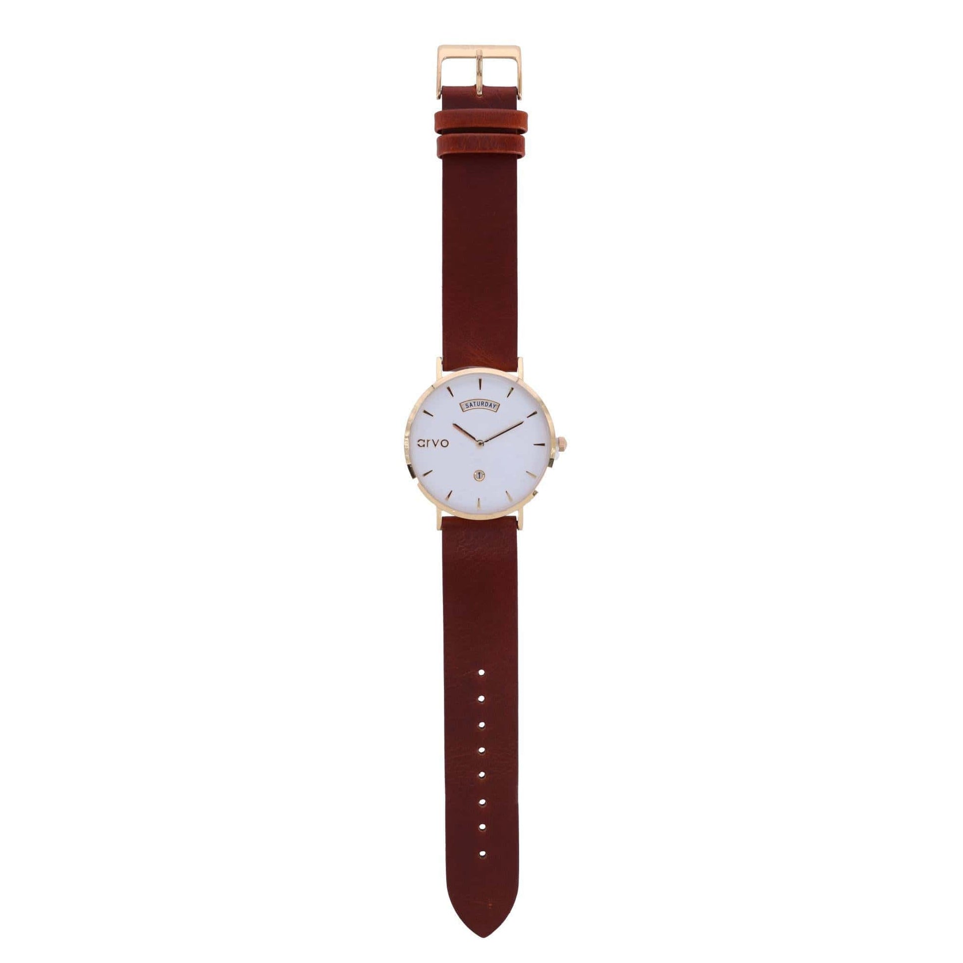 Arvo Awristacrat Gold Watch - Saddle Leather Band
