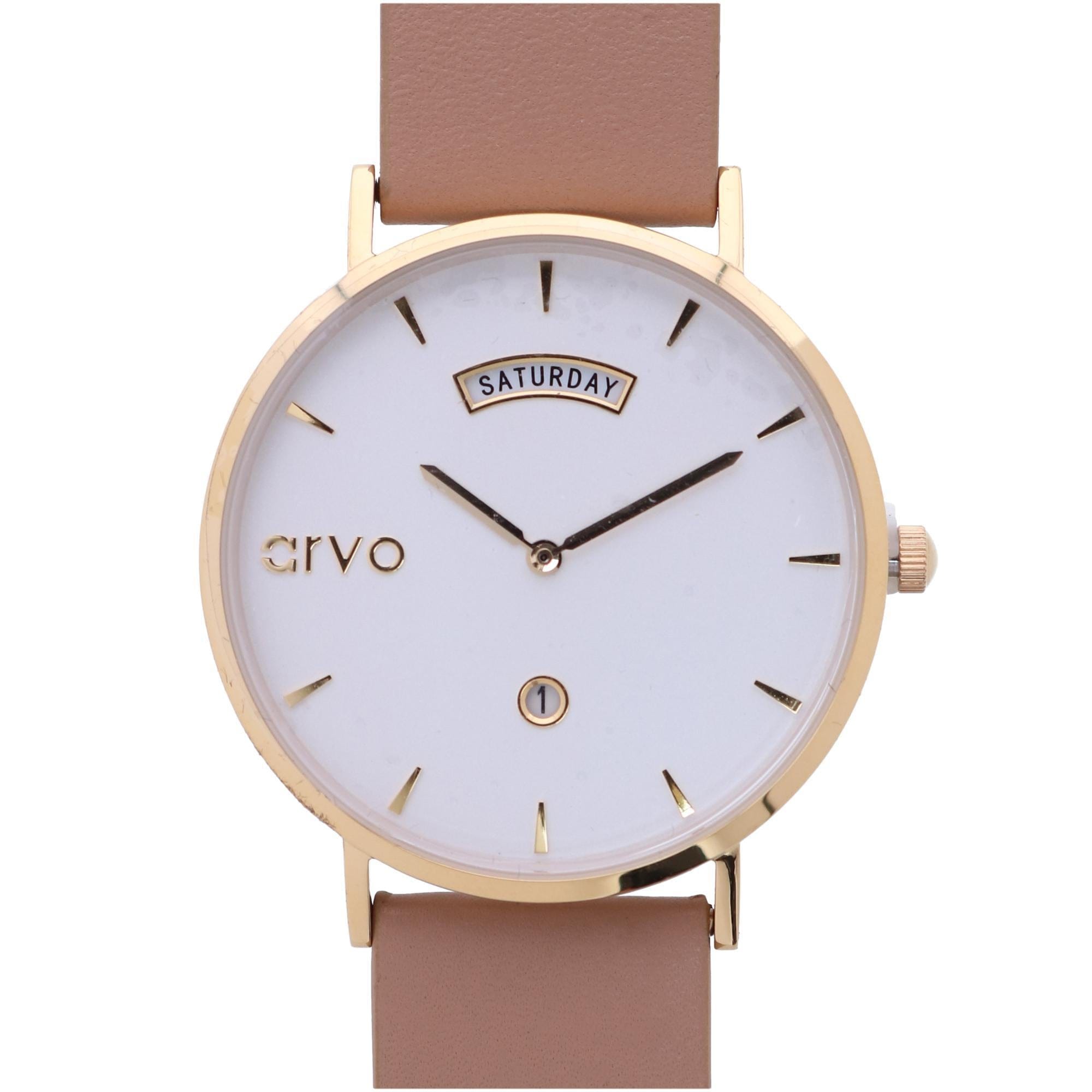 Arvo Awristacrat Gold Watch - Nude Leather Band