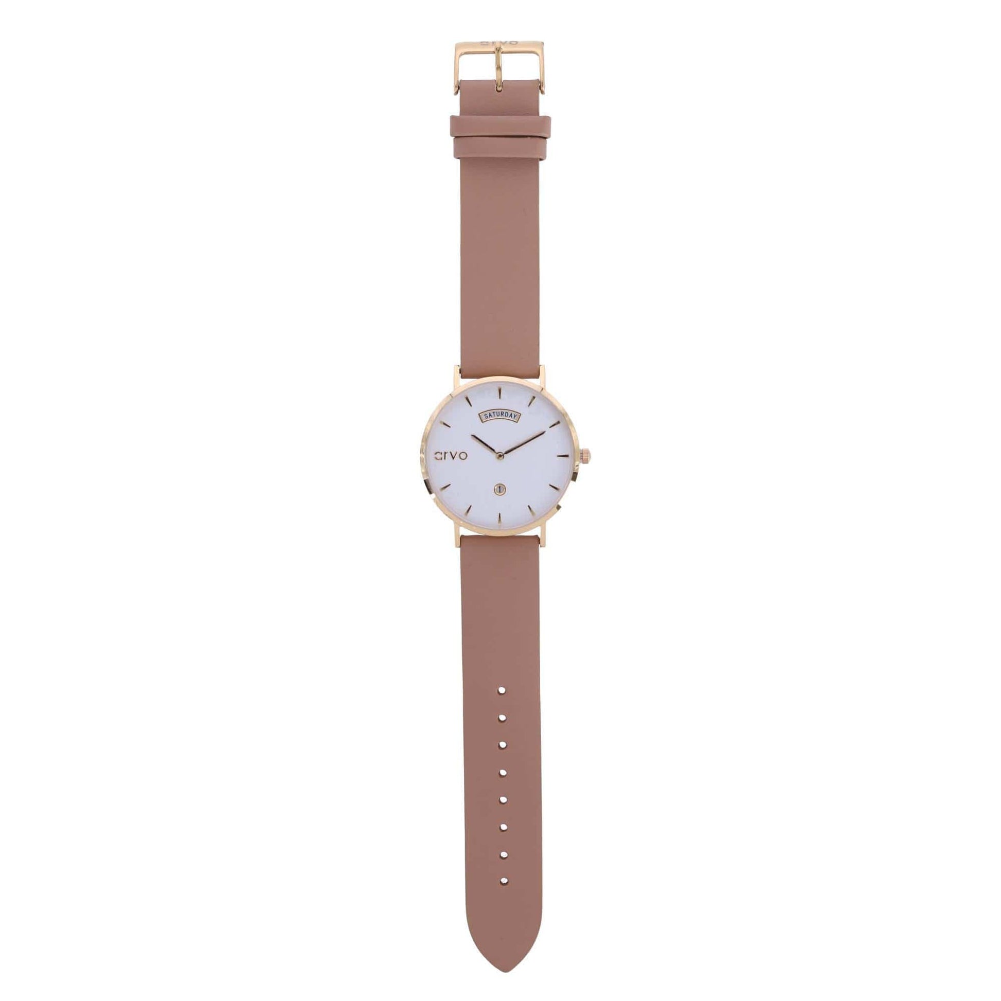 Arvo Awristacrat Gold Watch - Nude Leather Band