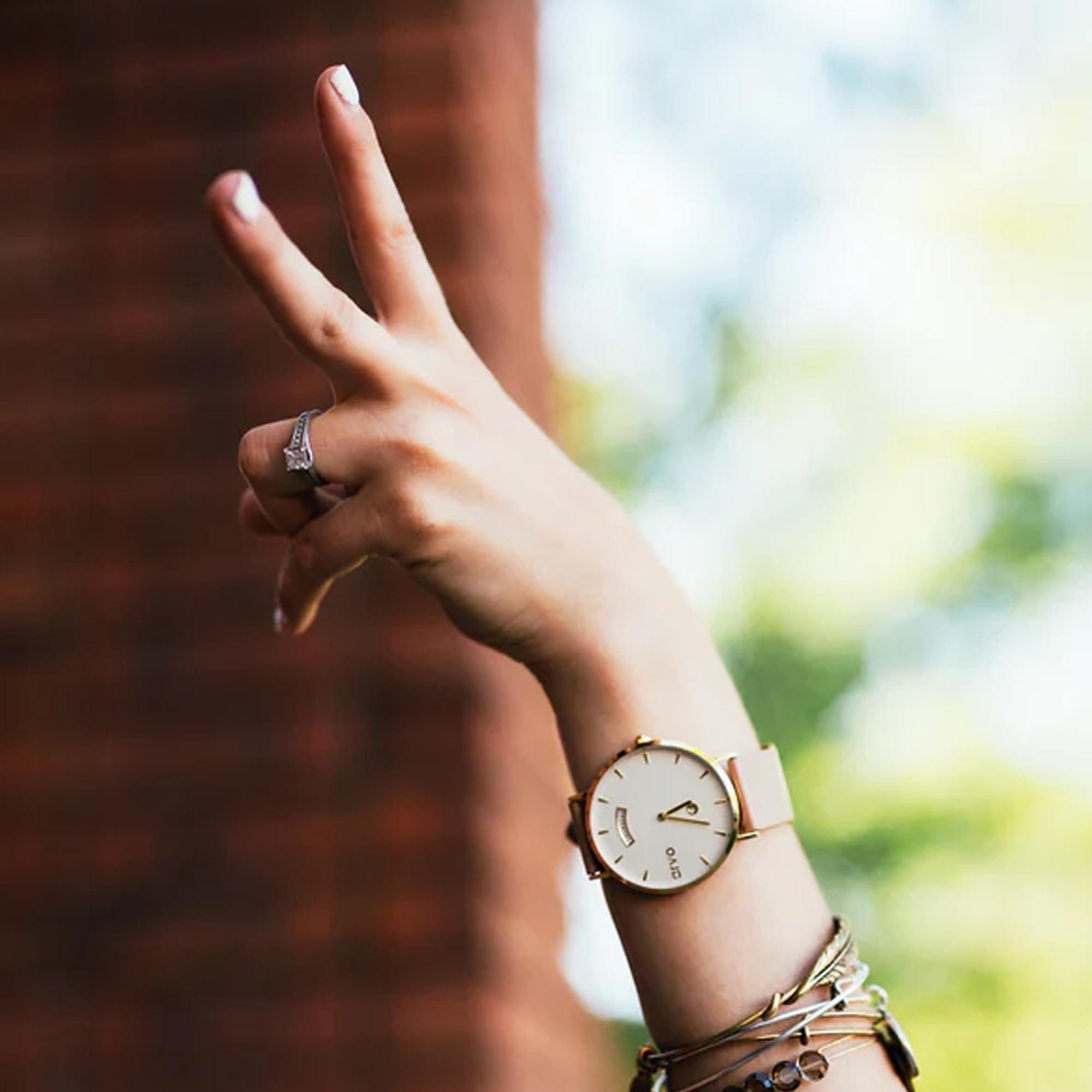 Arvo Awristacrat Gold Watch - Nude Leather Band