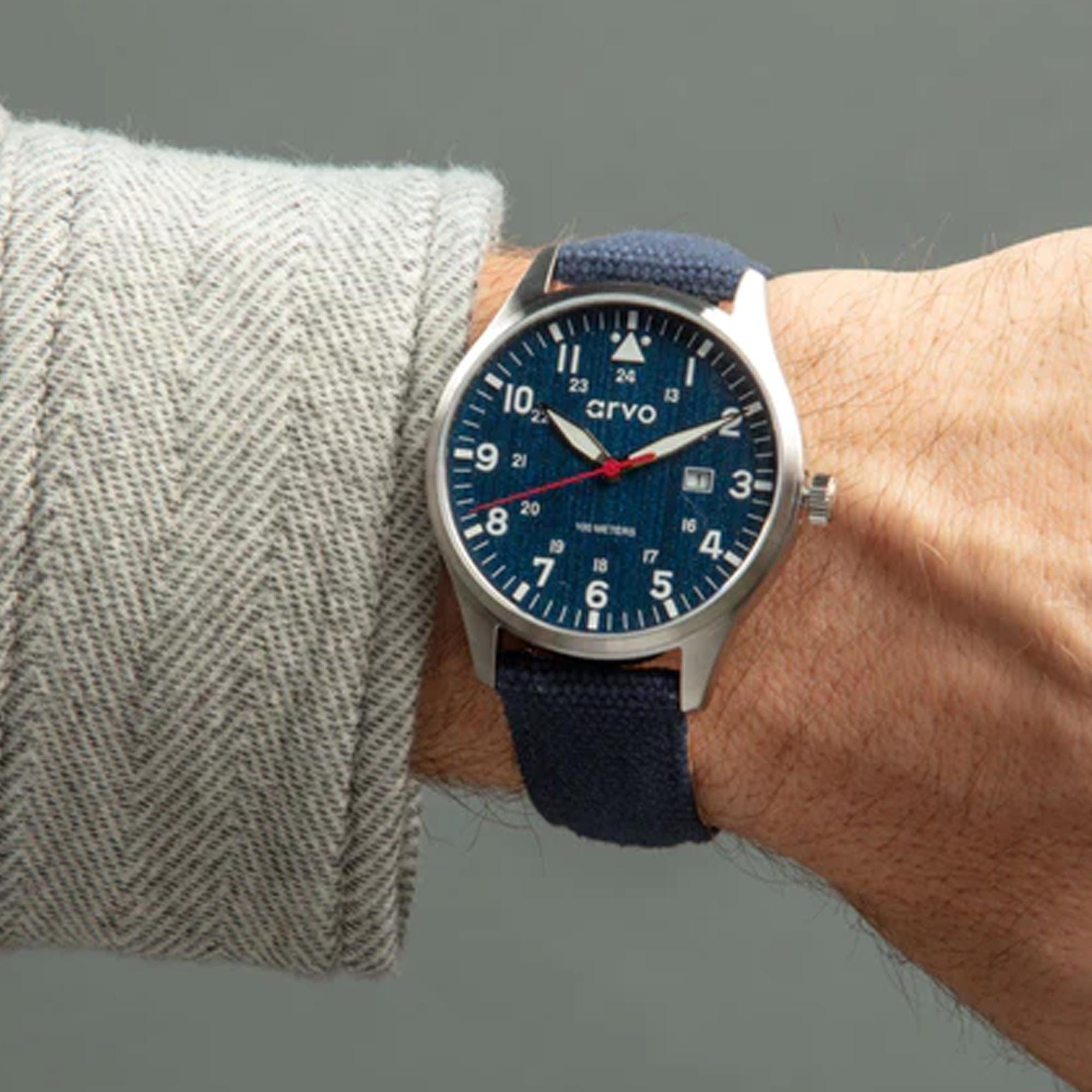 Arvo Rove Field Blue Face Watch - Jeans Blue Band