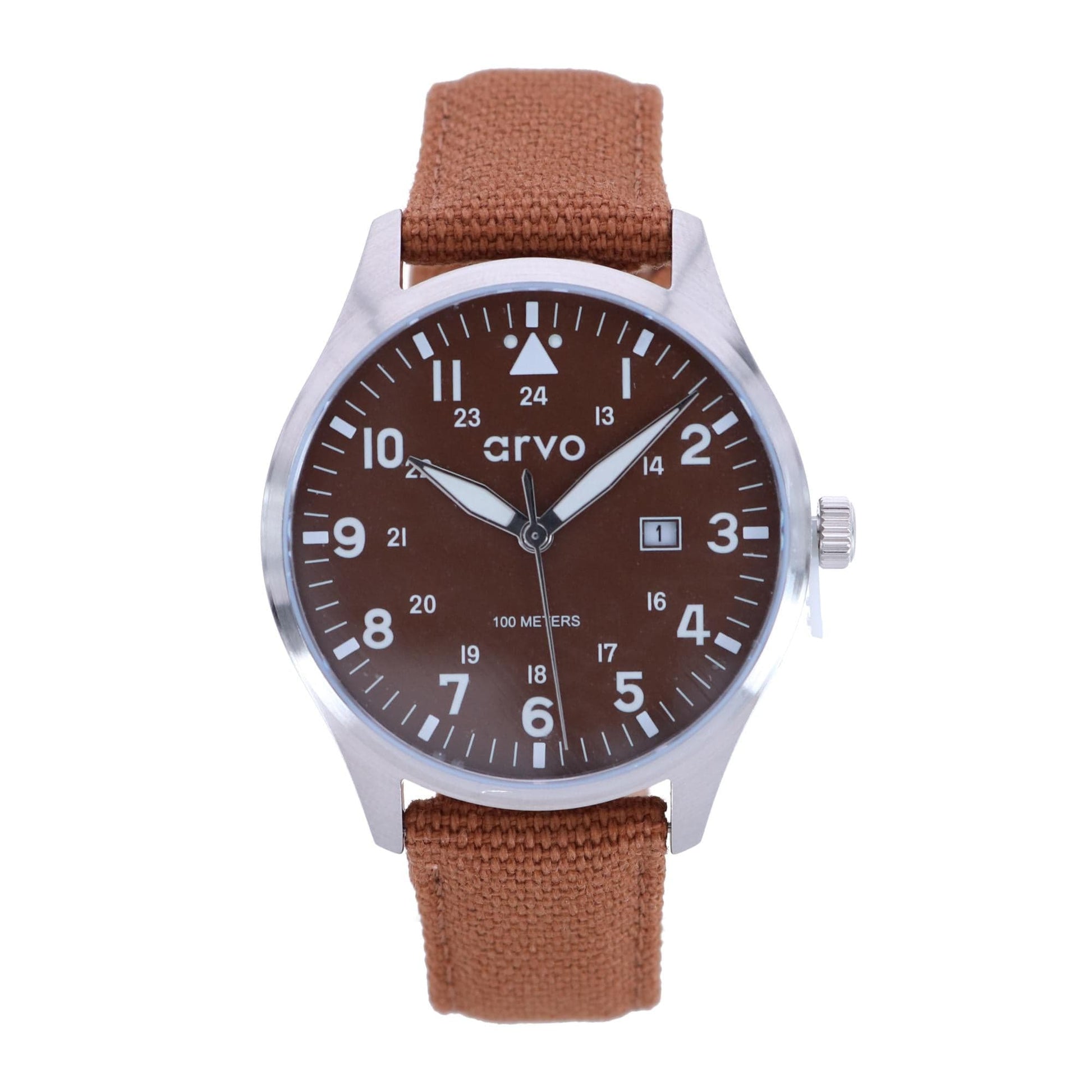 Arvo Rove Field Brown Face Watch - Buckeye Brown Band