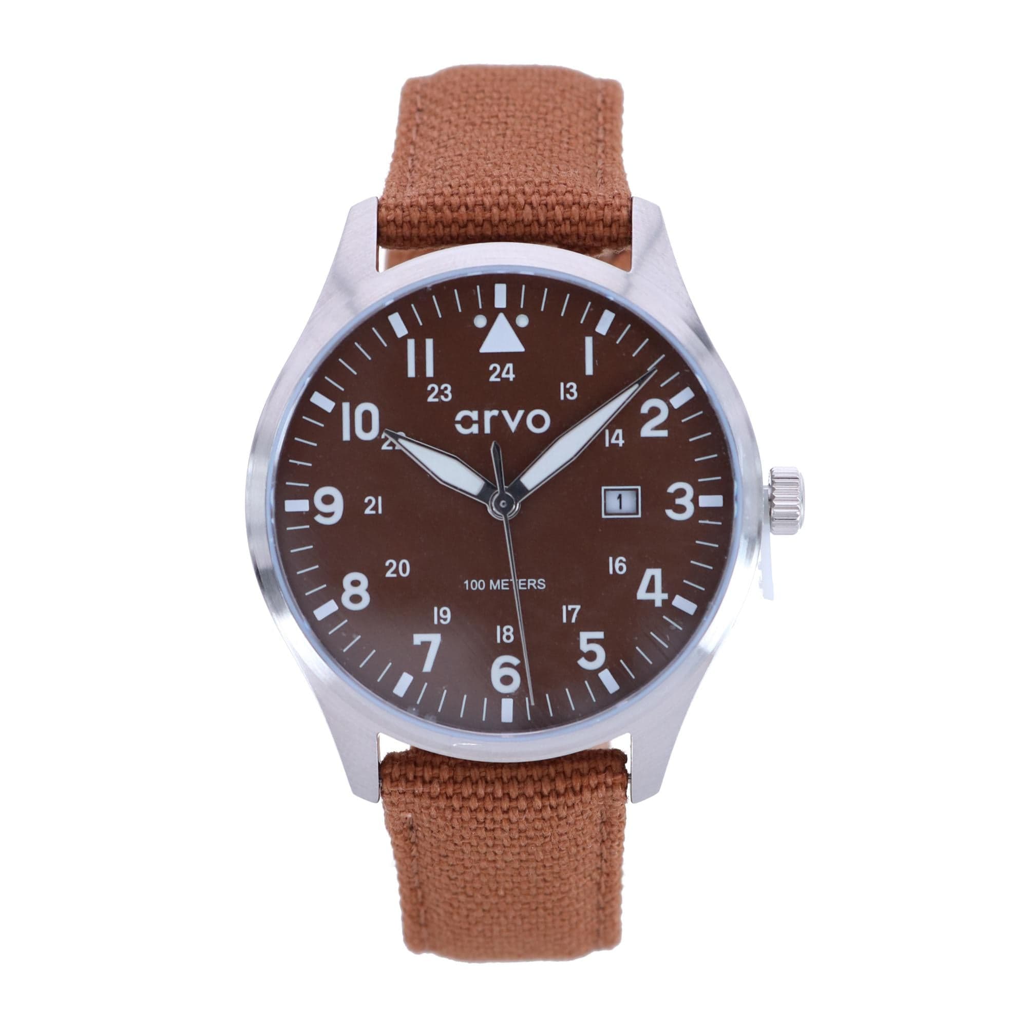 Arvo Rove Field Brown Face Watch - Buckeye Brown Band