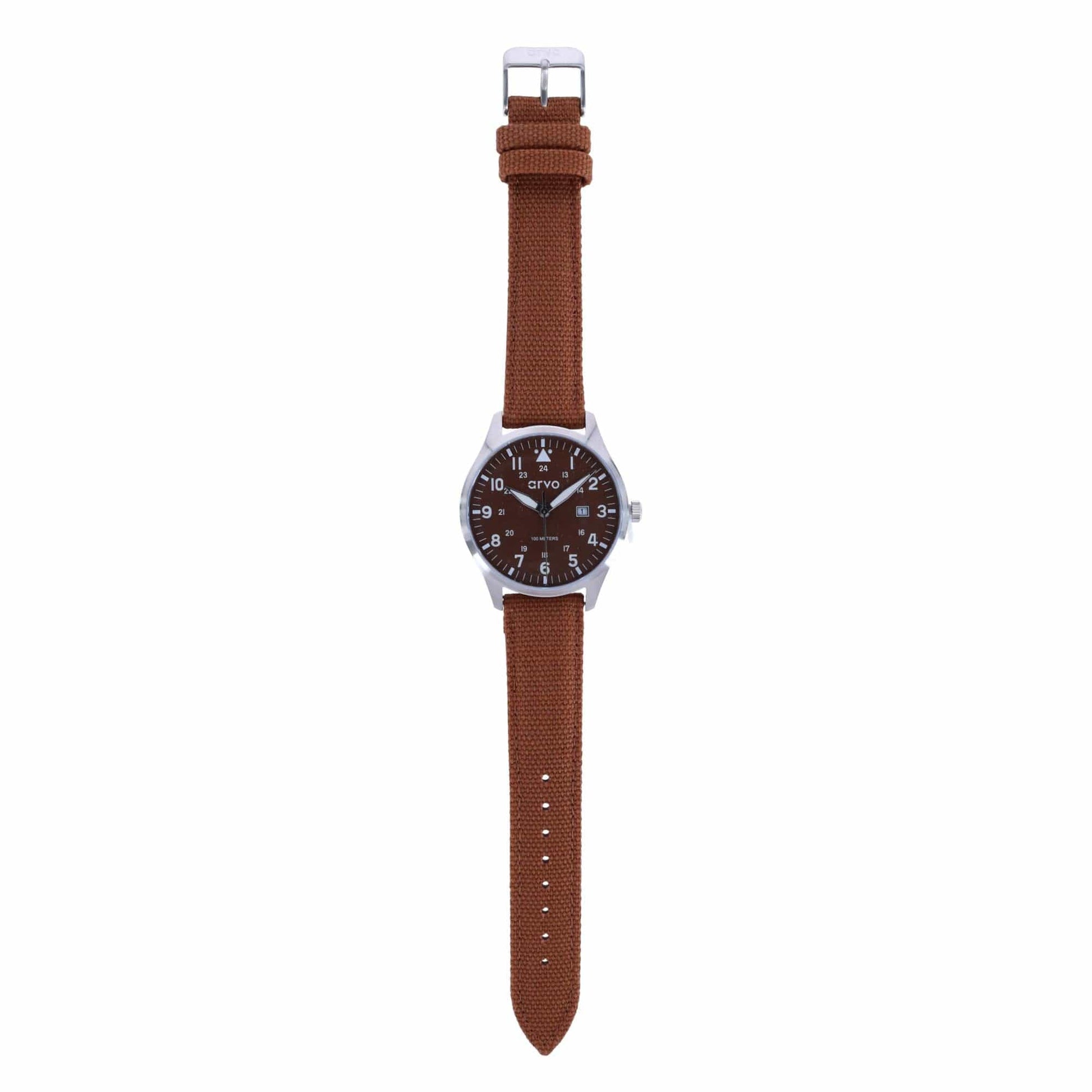 Arvo Rove Field Brown Face Watch - Buckeye Brown Band