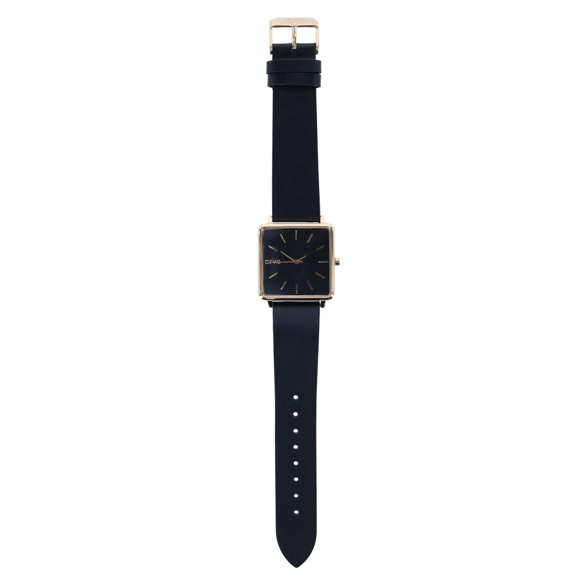 Arvo Time Squared Black Dial Watch - Black Leather Band