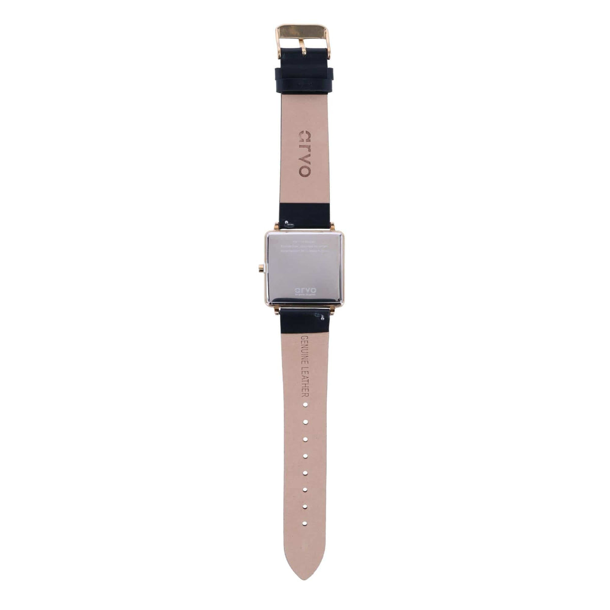 Arvo Time Squared Black Dial Watch - Black Leather Band