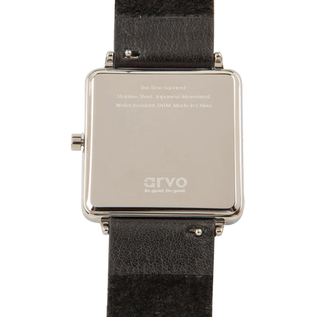 Arvo Time Squared Black Dial Watch - Black Leather Band