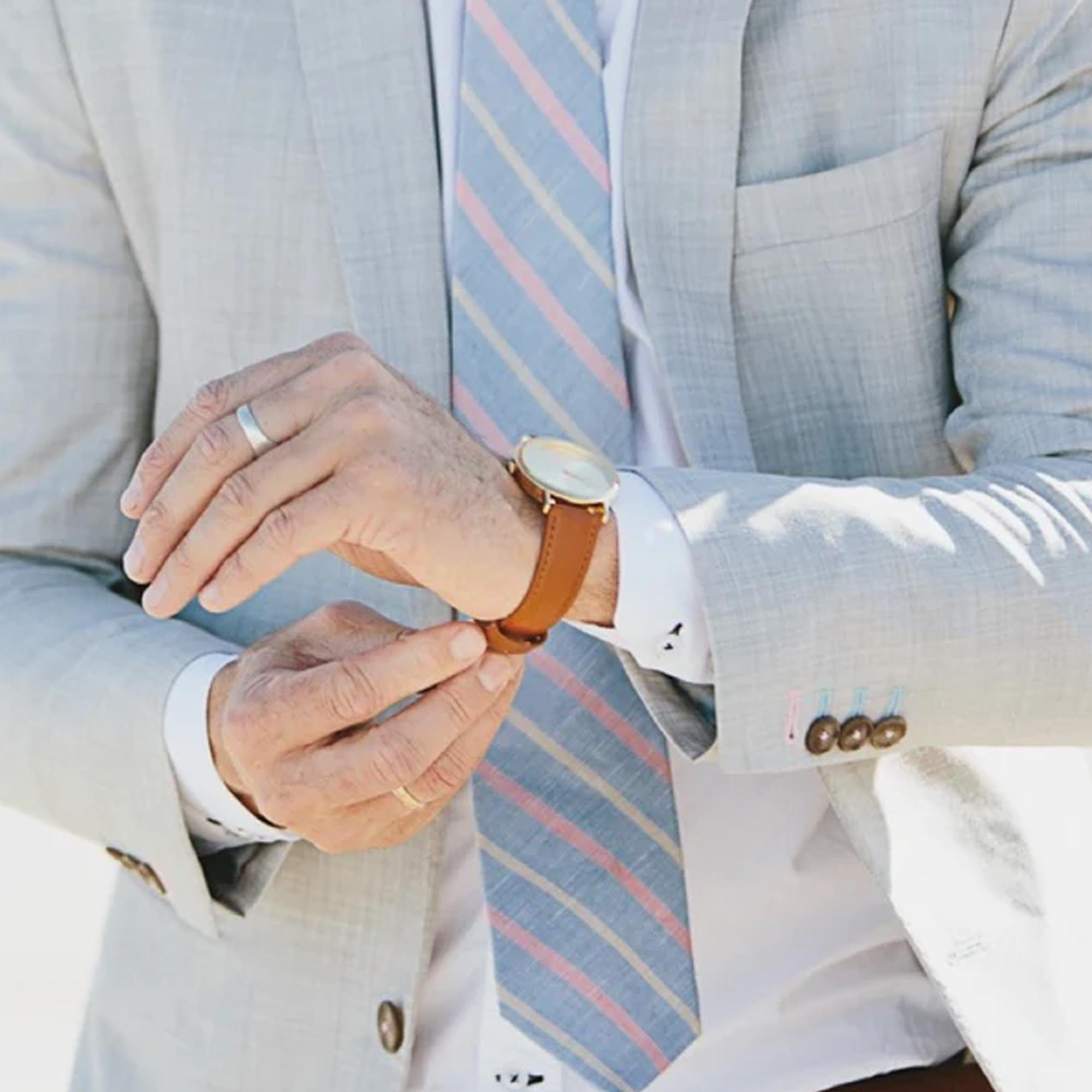 Arvo White Face Gold Time Sawyer Watch - Brown Leather Band