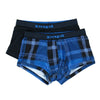 Men's Brazilian Cut Plaid and Solid Underwear Trunks (2 Pack)