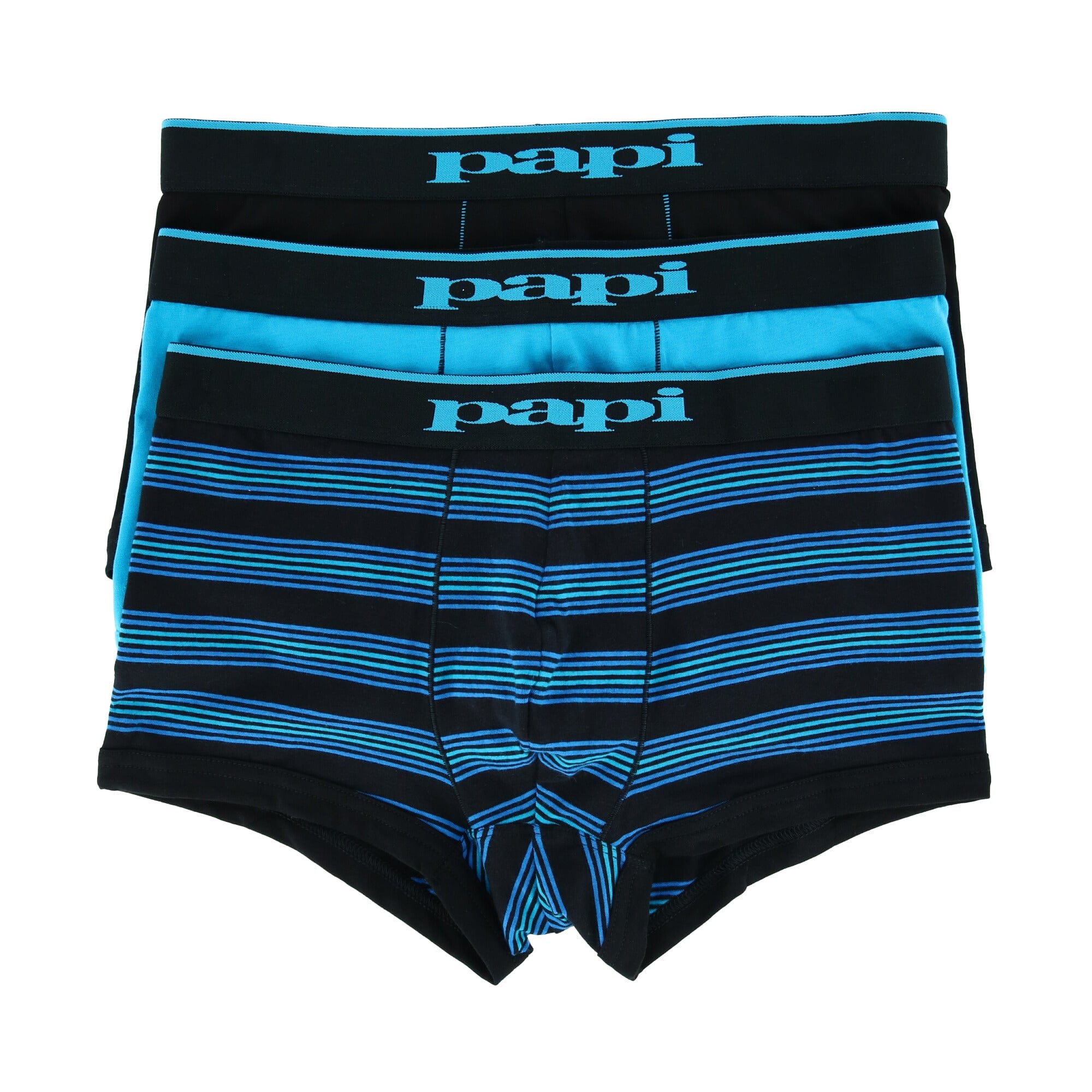 Men's Brazilian Cut Stripe and Solid Underwear Trunks (3 Pack) by Papi