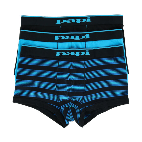 Men's Brazilian Cut Stripe and Solid Underwear Trunks (3 Pack)