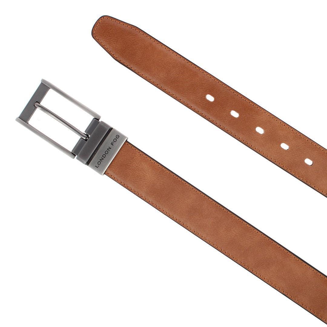 London Fog Men's 35mm Reversible Dress Belt with Burnished Buckle - Tan/Black