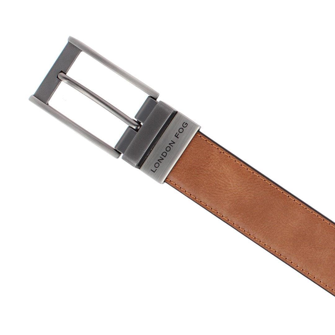 London Fog Men's 35mm Reversible Dress Belt with Burnished Buckle - Tan/Black