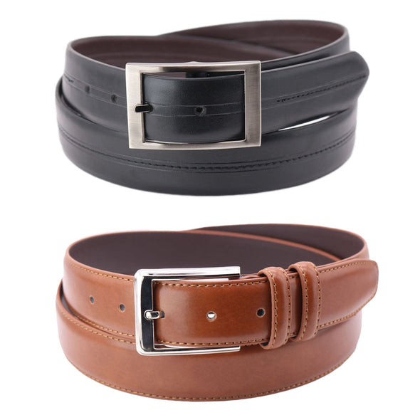 Men's Big & Tall Reversible and Solid Belt (Pack of 2)
