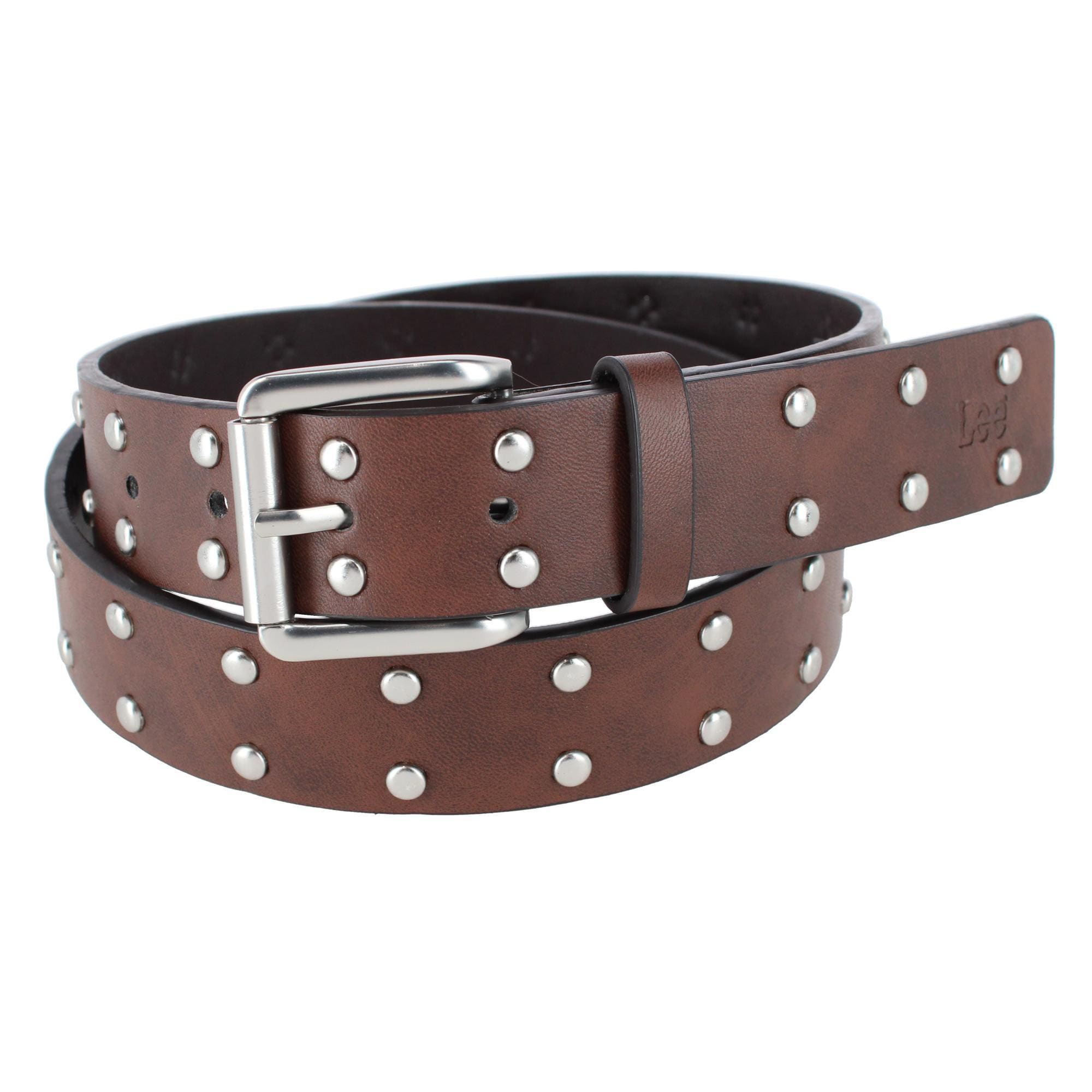 Lee Women's 35mm Riveted Synthetic Leather Belt Matte Roller Buckle - Brown