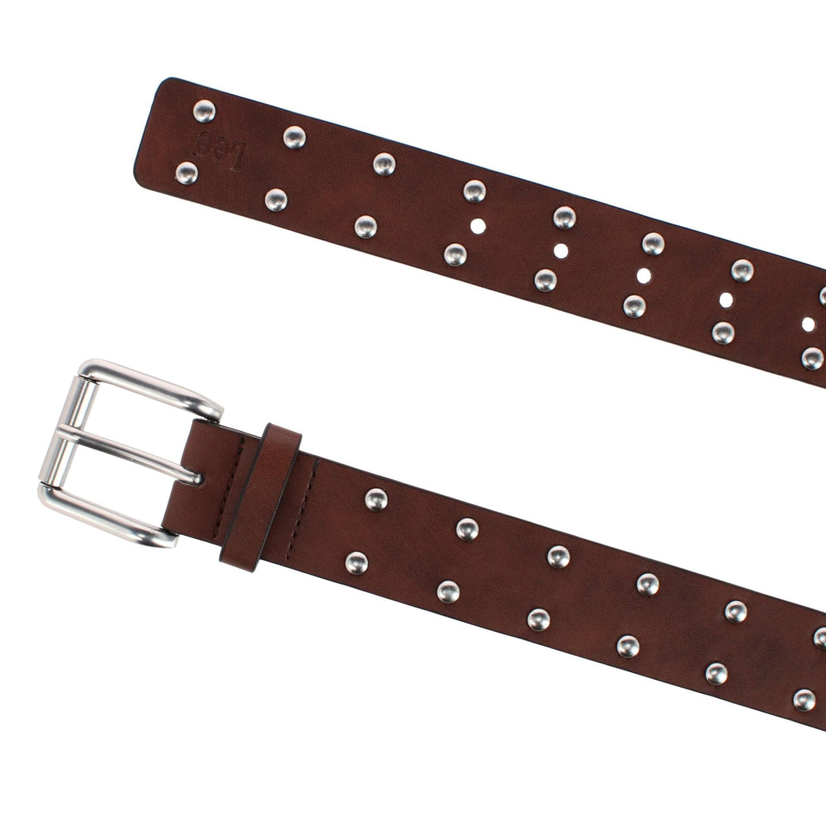 Lee Women's 35mm Riveted Synthetic Leather Belt Matte Roller Buckle - Brown