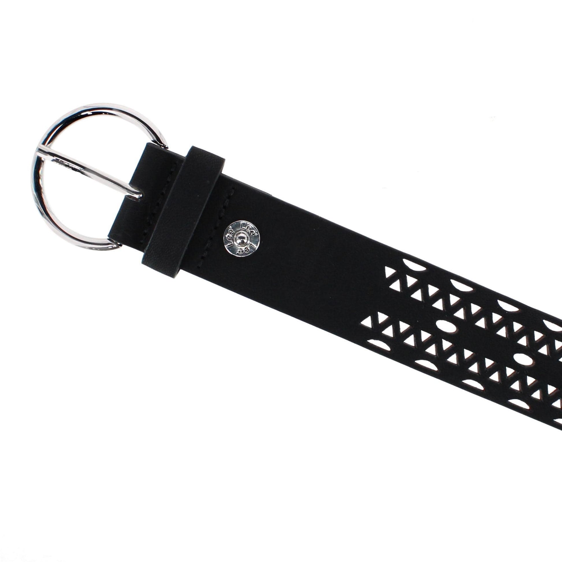 Lee Women's Perforated Leather Cut Edge Belt - Black