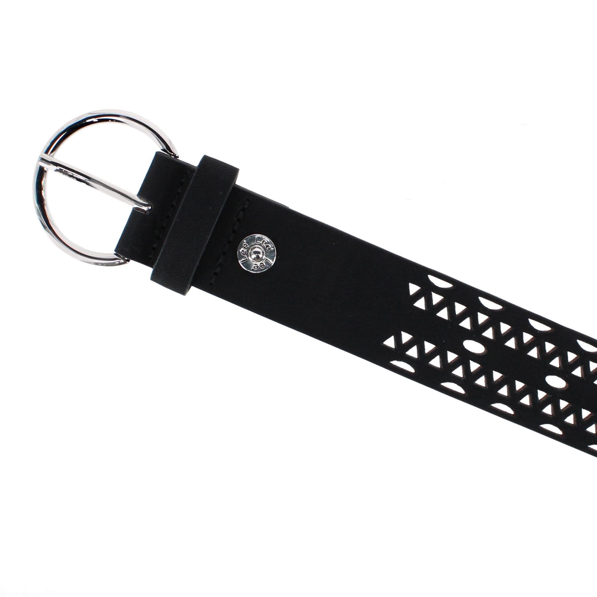 Lee Women's Perforated Leather Cut Edge Belt - Black