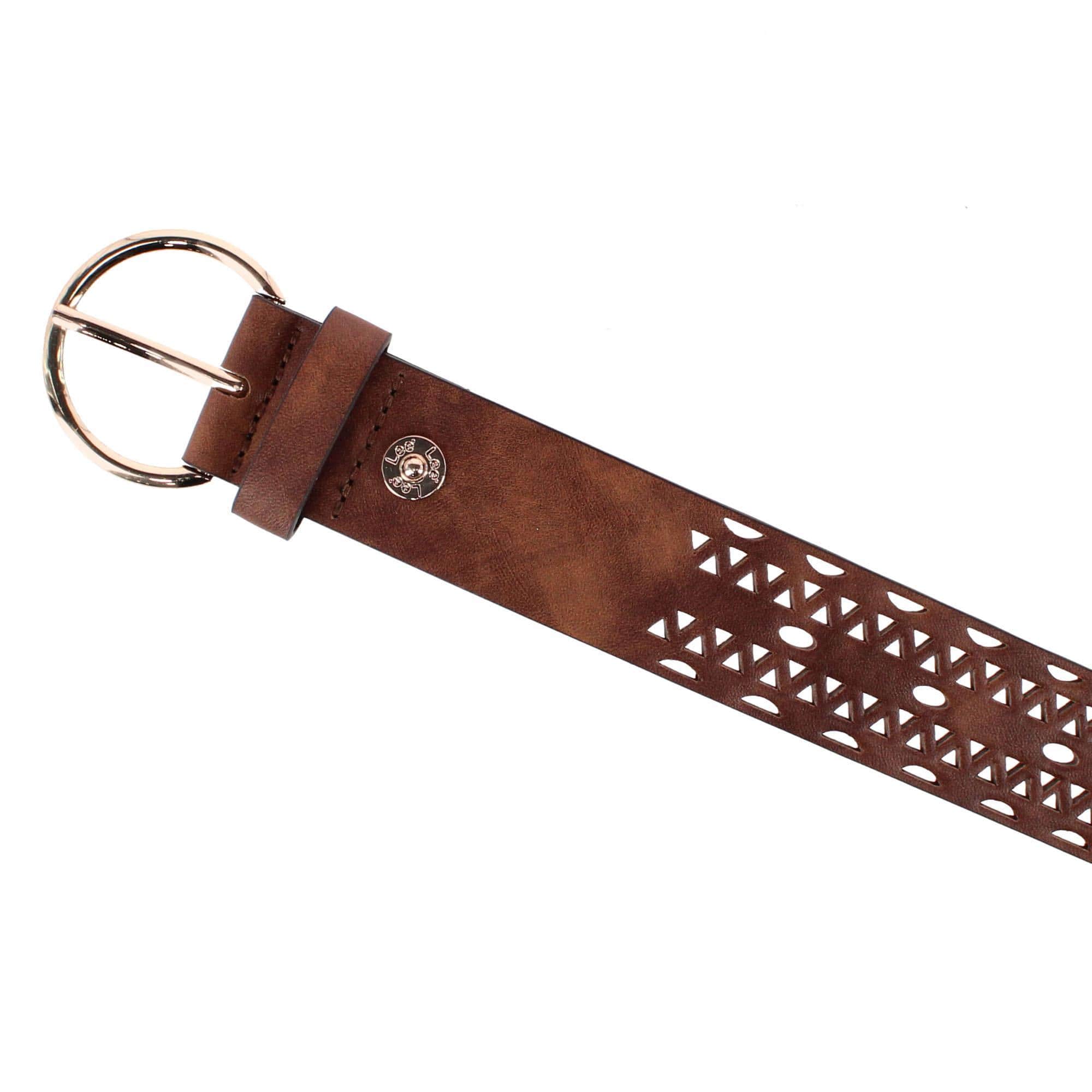Lee Women's Perforated Leather Cut Edge Belt - Brown