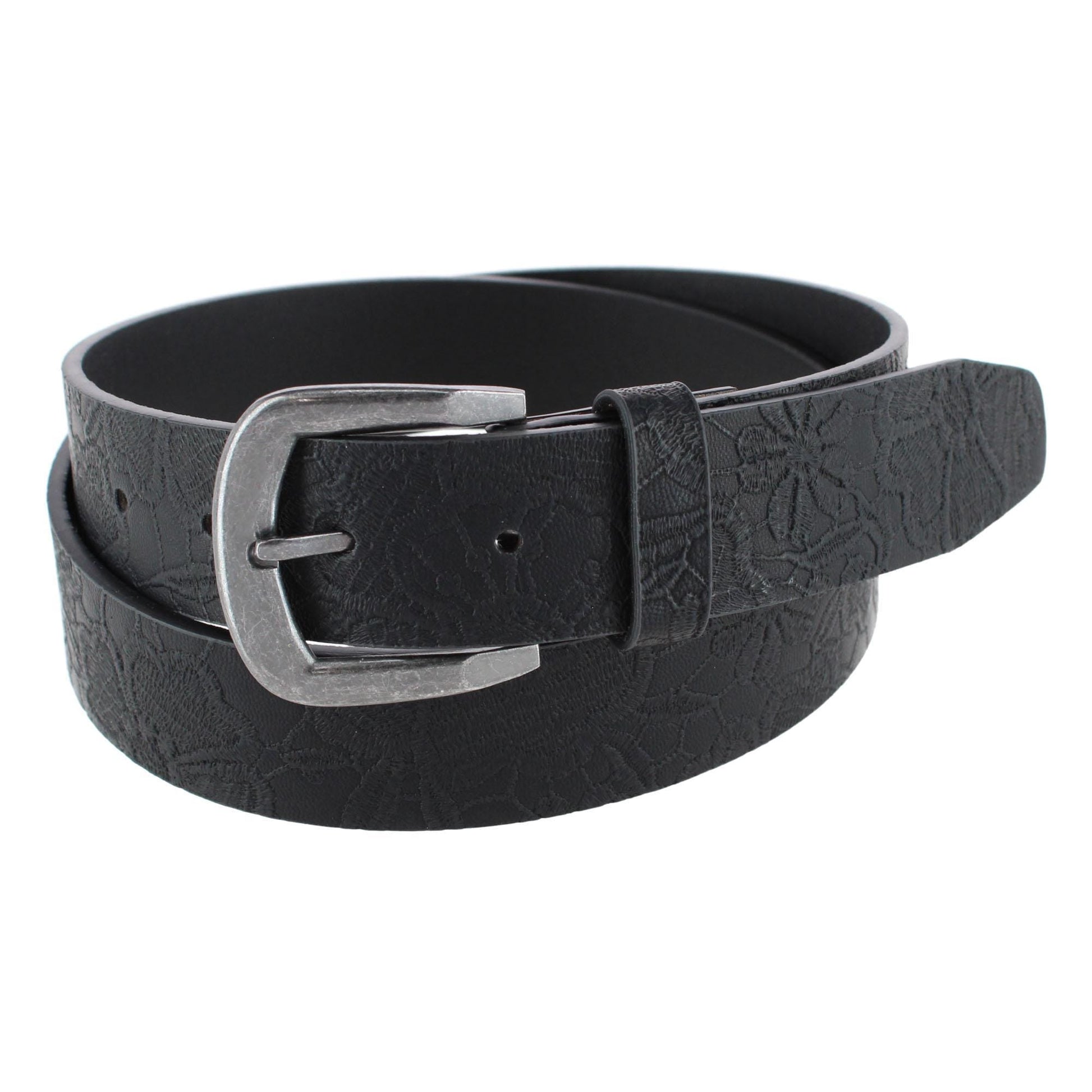 Lee Women's Floral Embossed Cut Edge Belt - Black