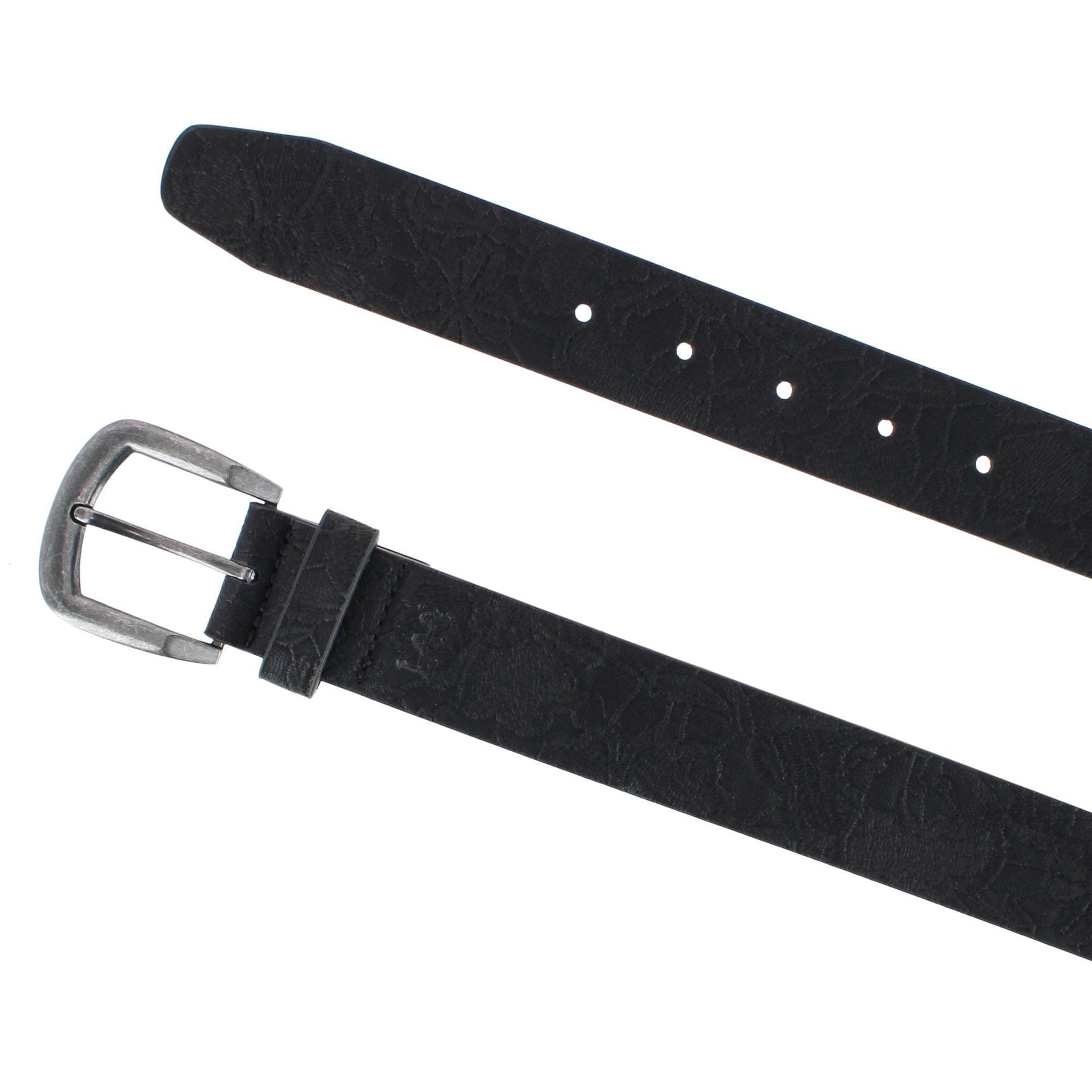Lee Women's Floral Embossed Cut Edge Belt - Black