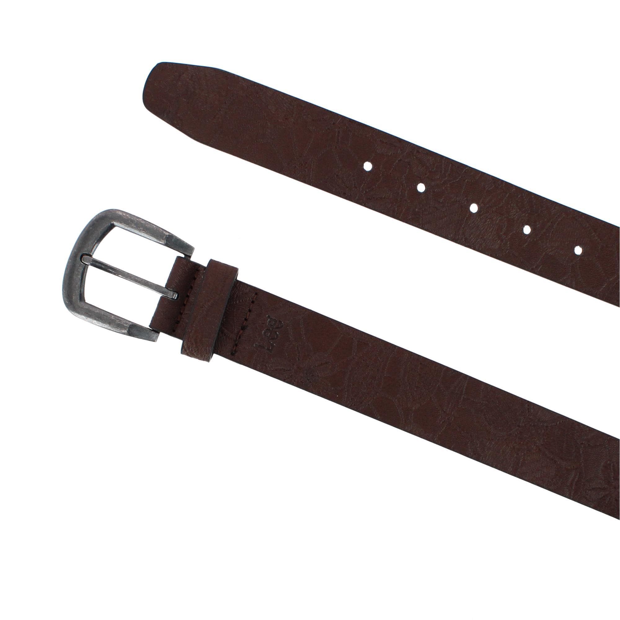Lee Women's Floral Embossed Cut Edge Belt - Brown