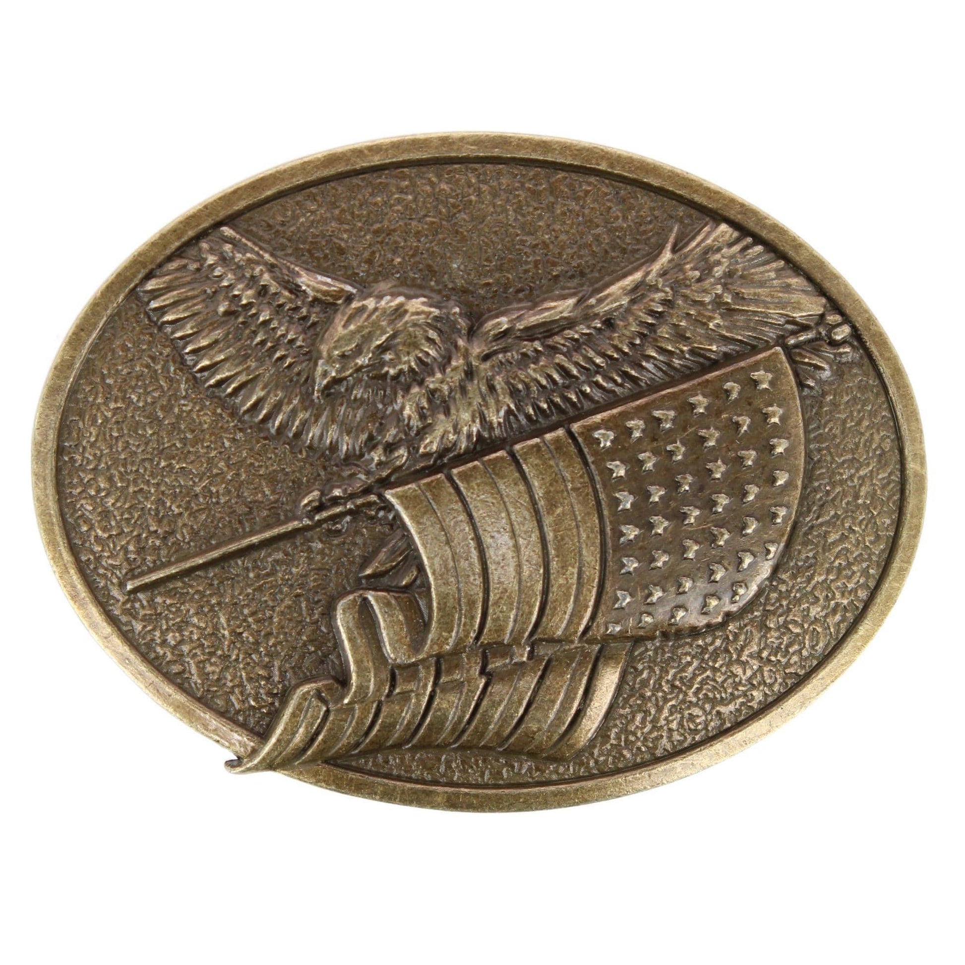 Wrangler Men's American Flag & Eagle Belt Buckle Antique Brass Finish - Antique Brass
