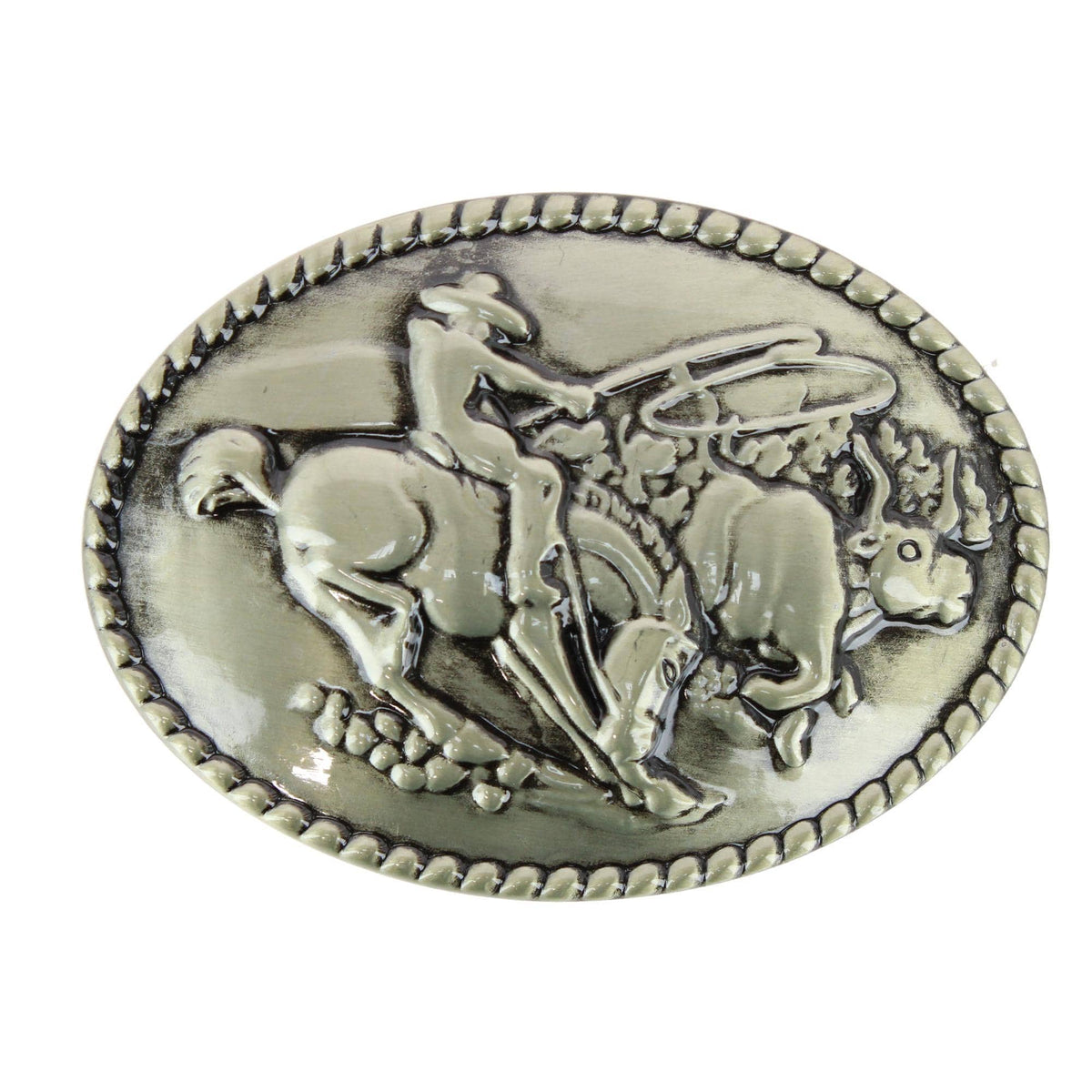 Wrangler Men's Roping Cowboy Belt Buckle Antique Brass Finish - Men's Roping Cowboy Belt Buckle Antique Brass Finish