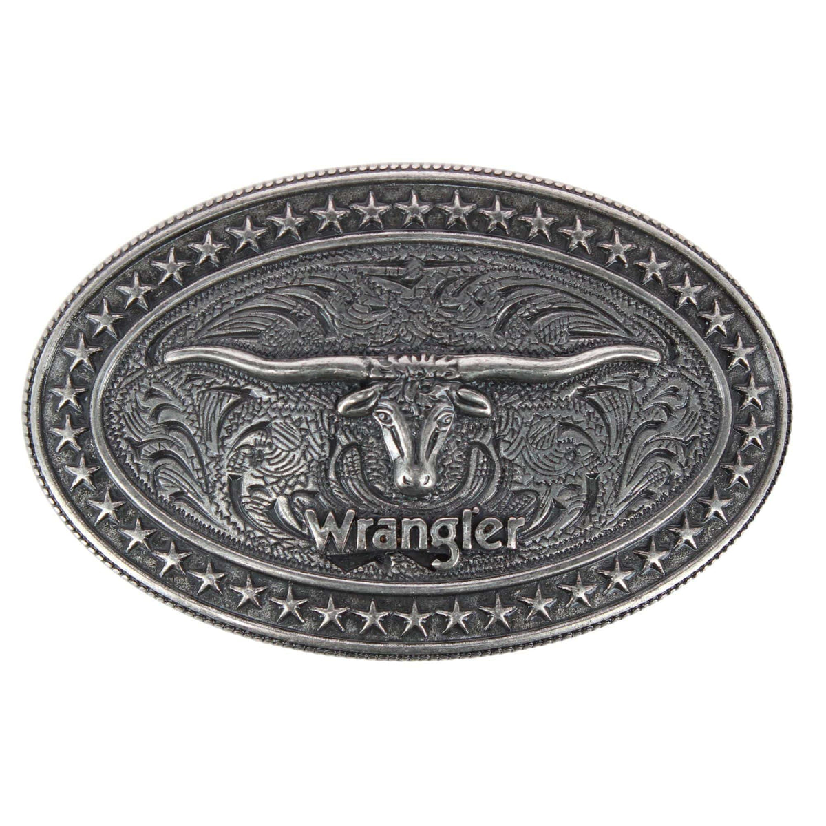 Wrangler Men's Longhorn Plaque Belt Buckle Antique Nickel Finish