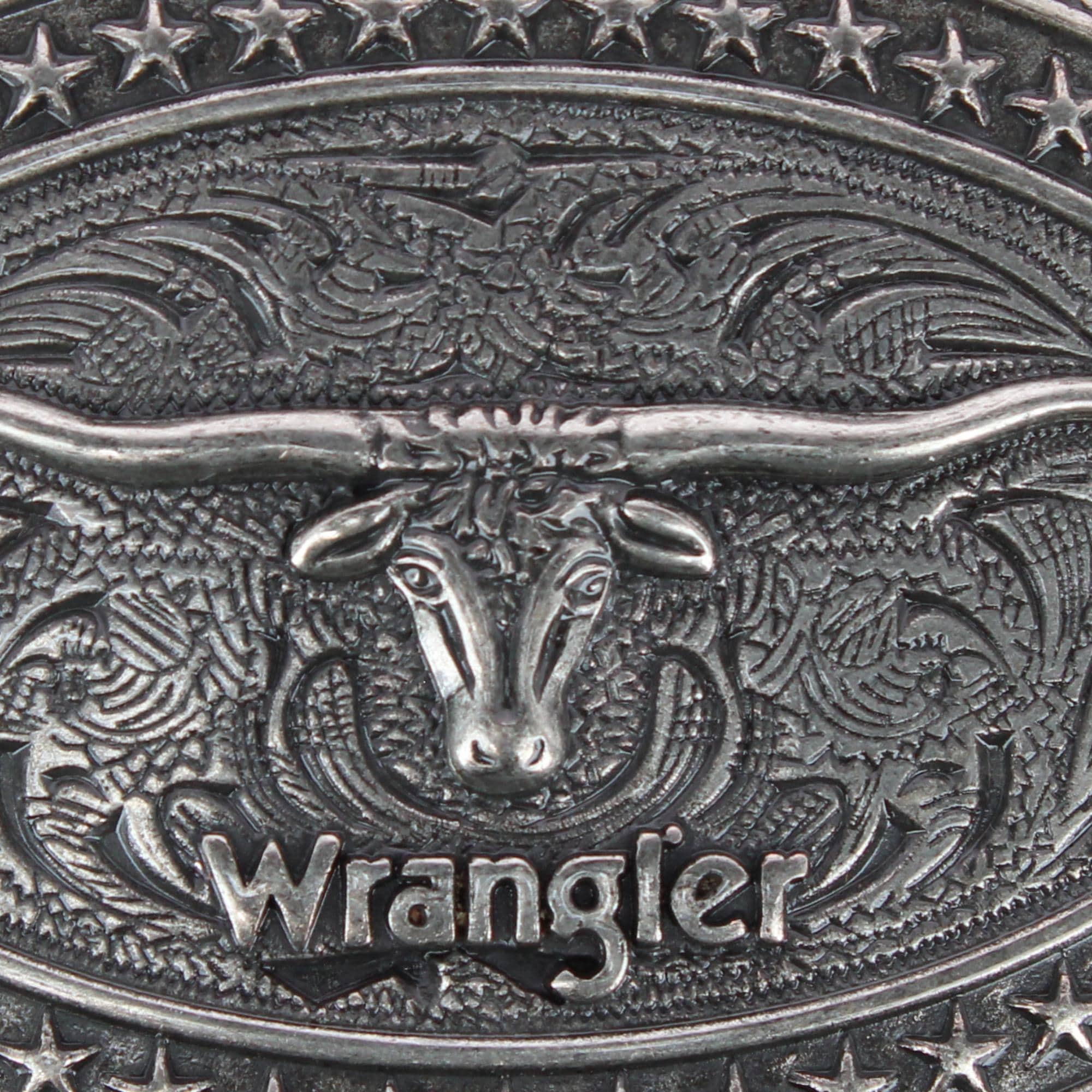 Wrangler Men's Longhorn Plaque Belt Buckle Antique Nickel Finish - Antique Nickel